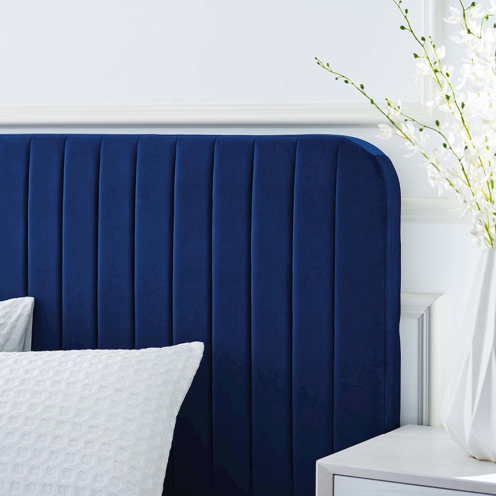 Celine Channel Tufted Performance Velvet Full Platform Bed. Picture 8
