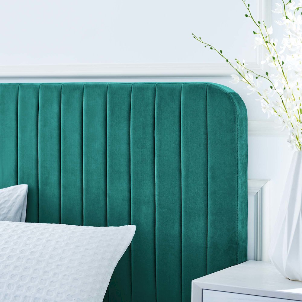 Celine Channel Tufted Performance Velvet Full Platform Bed. Picture 8