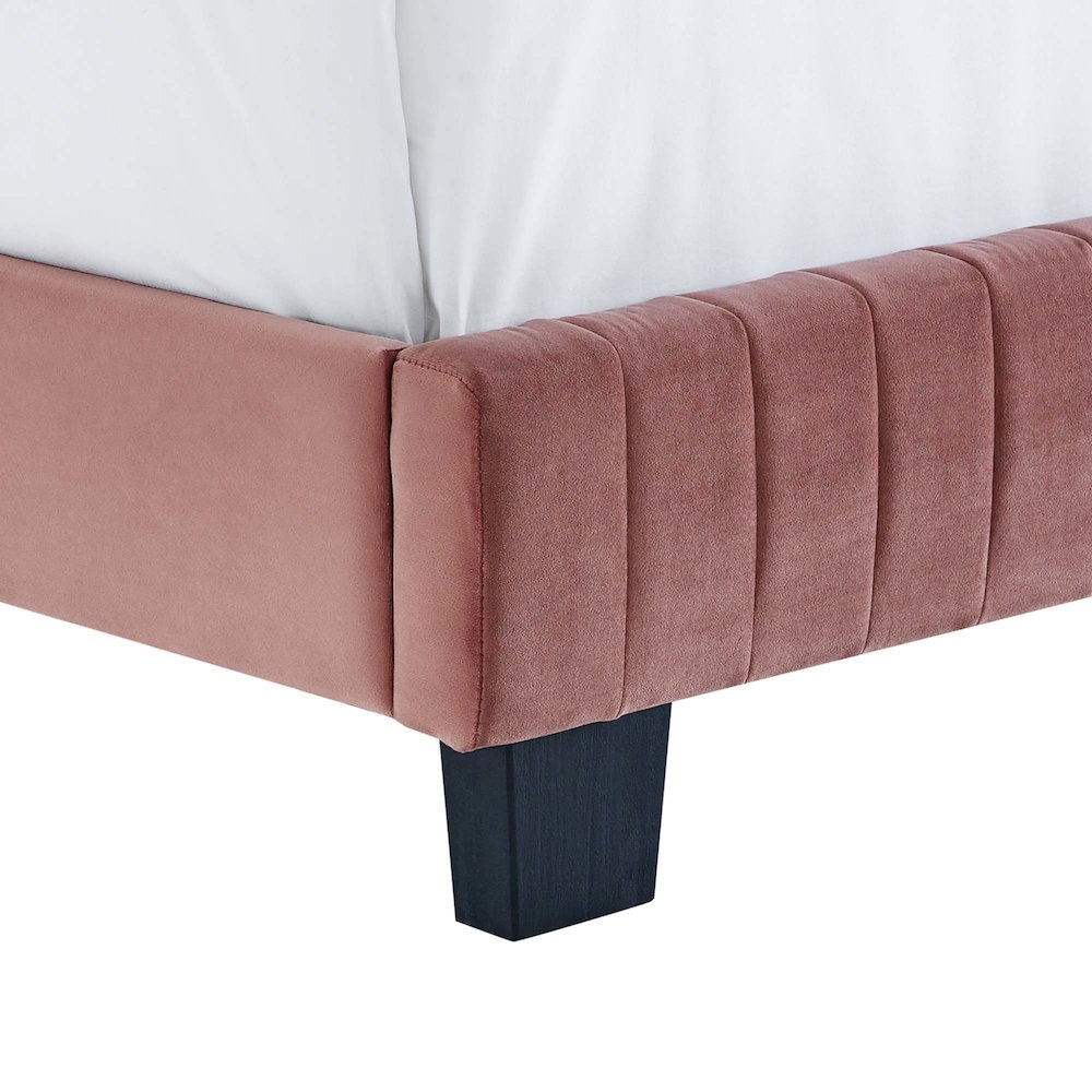 Celine Channel Tufted Performance Velvet Twin Platform Bed. Picture 5