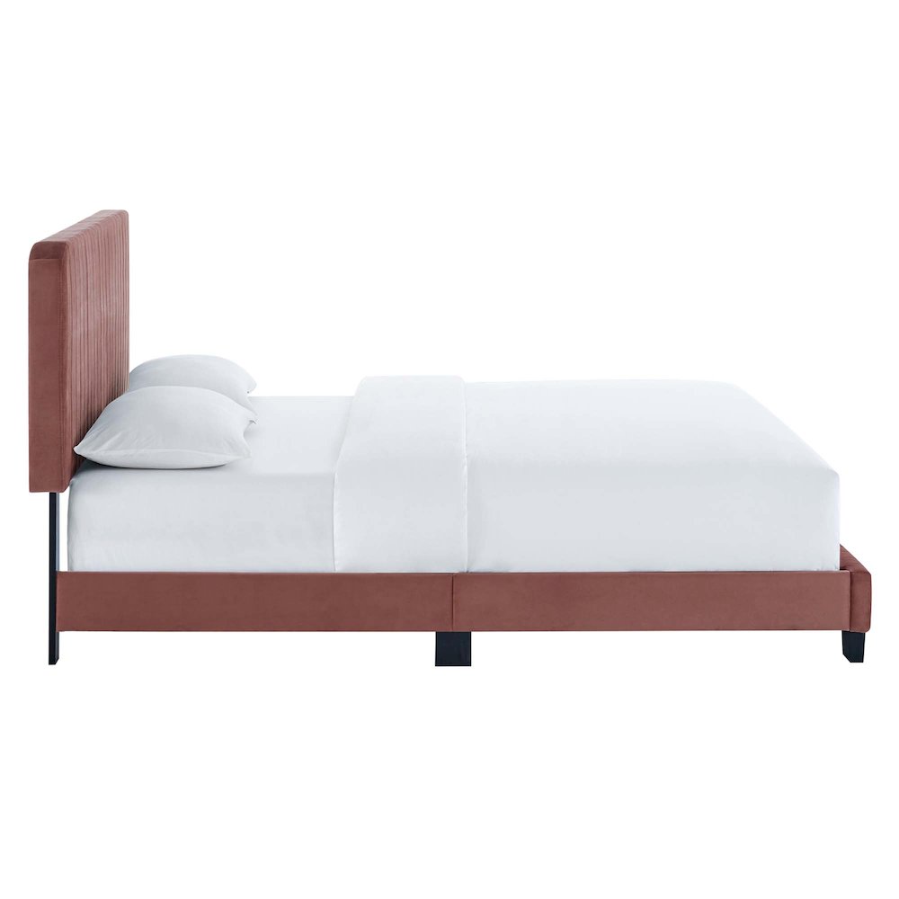 Celine Channel Tufted Performance Velvet Twin Platform Bed. Picture 3