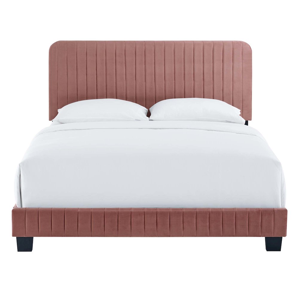Celine Channel Tufted Performance Velvet Twin Platform Bed. Picture 4