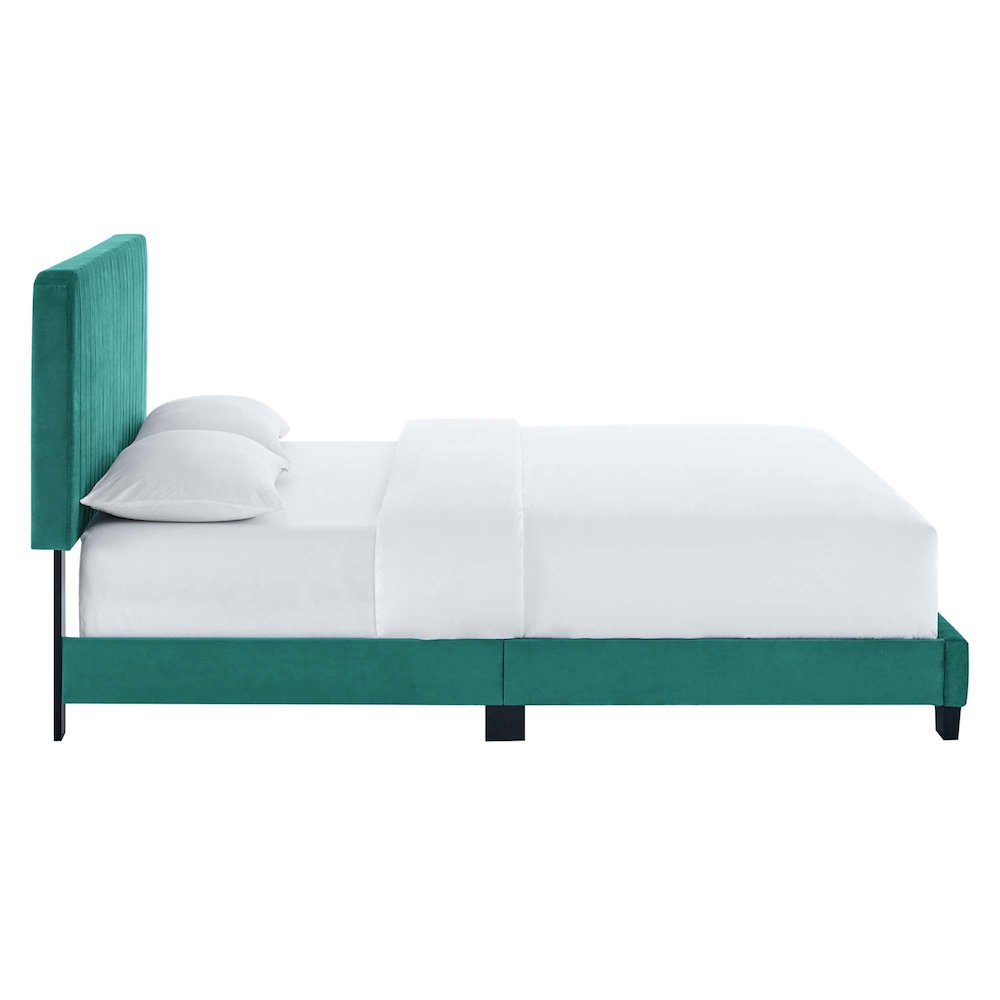 Celine Channel Tufted Performance Velvet Twin Platform Bed. Picture 3