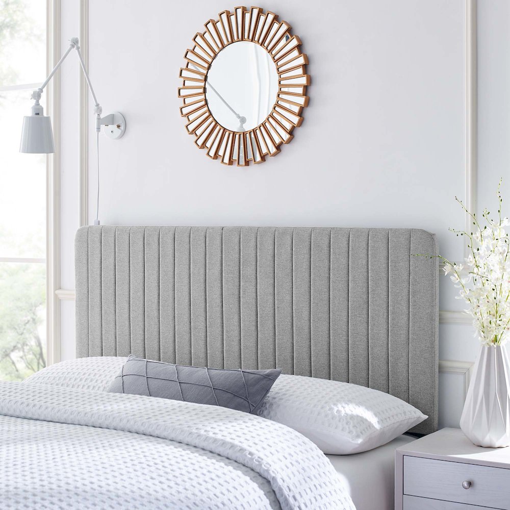 Milenna Channel Tufted Upholstered Fabric Full/Queen Headboard. Picture 7