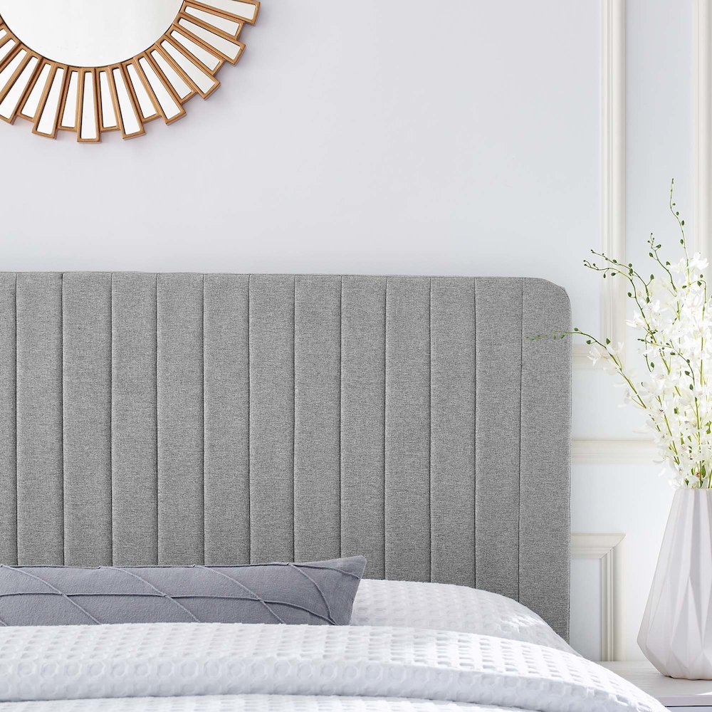 Milenna Channel Tufted Upholstered Fabric Full/Queen Headboard. Picture 8