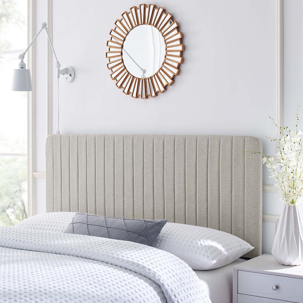 Milenna Channel Tufted Upholstered Fabric King/California King Headboard. Picture 7