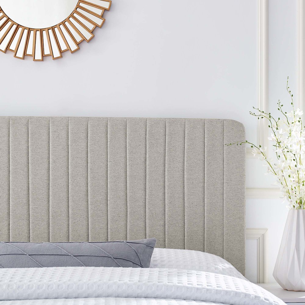 Milenna Channel Tufted Upholstered Fabric King/California King Headboard. Picture 8