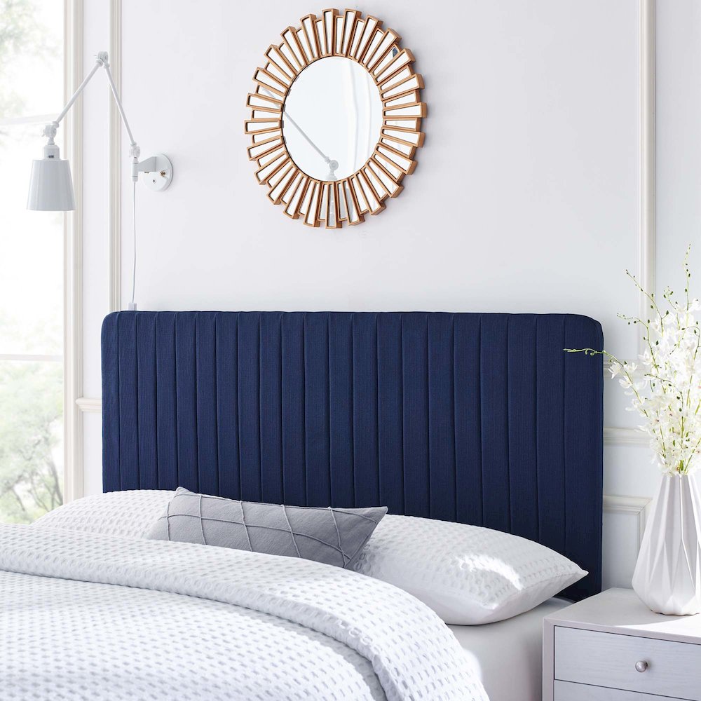 Milenna Channel Tufted Upholstered Fabric King/California King Headboard. Picture 7