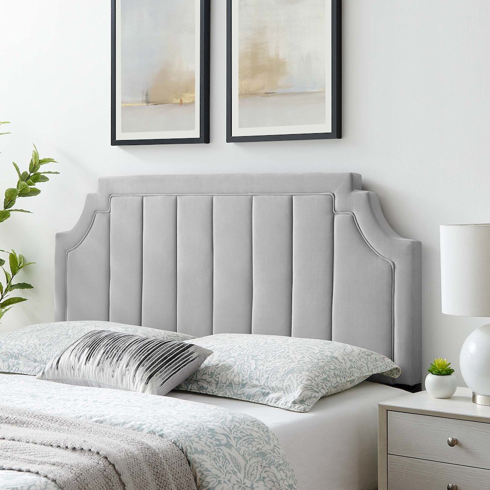 Alyona Channel Tufted Performance Velvet Full/Queen Headboard. Picture 8