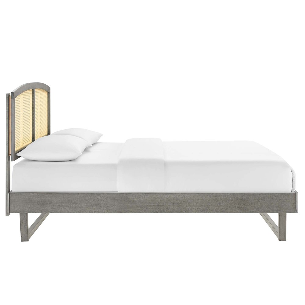 Sierra Cane and Wood Queen Platform Bed With Angular Legs. Picture 4