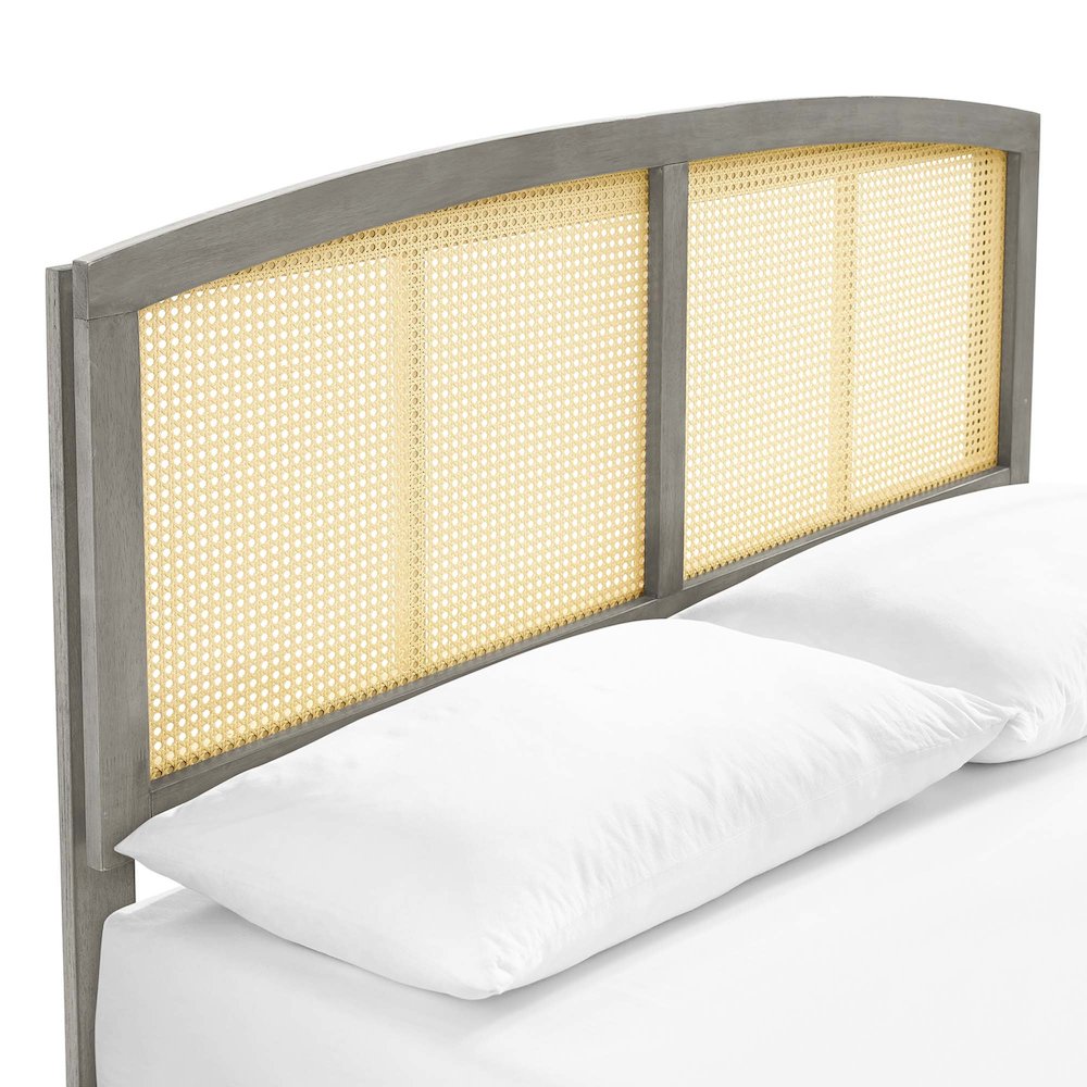 Sierra Cane and Wood Queen Platform Bed With Angular Legs. Picture 6