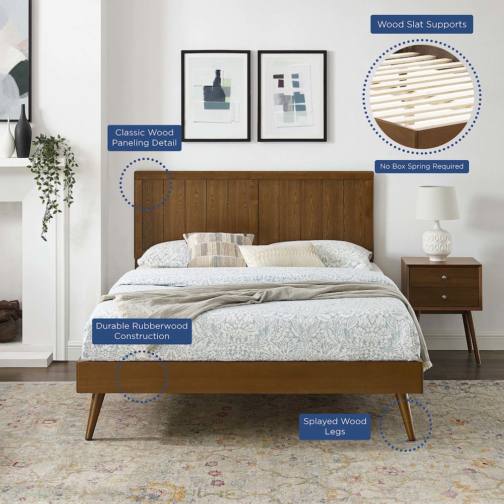 Alana Wood Queen Platform Bed With Splayed Legs. Picture 9