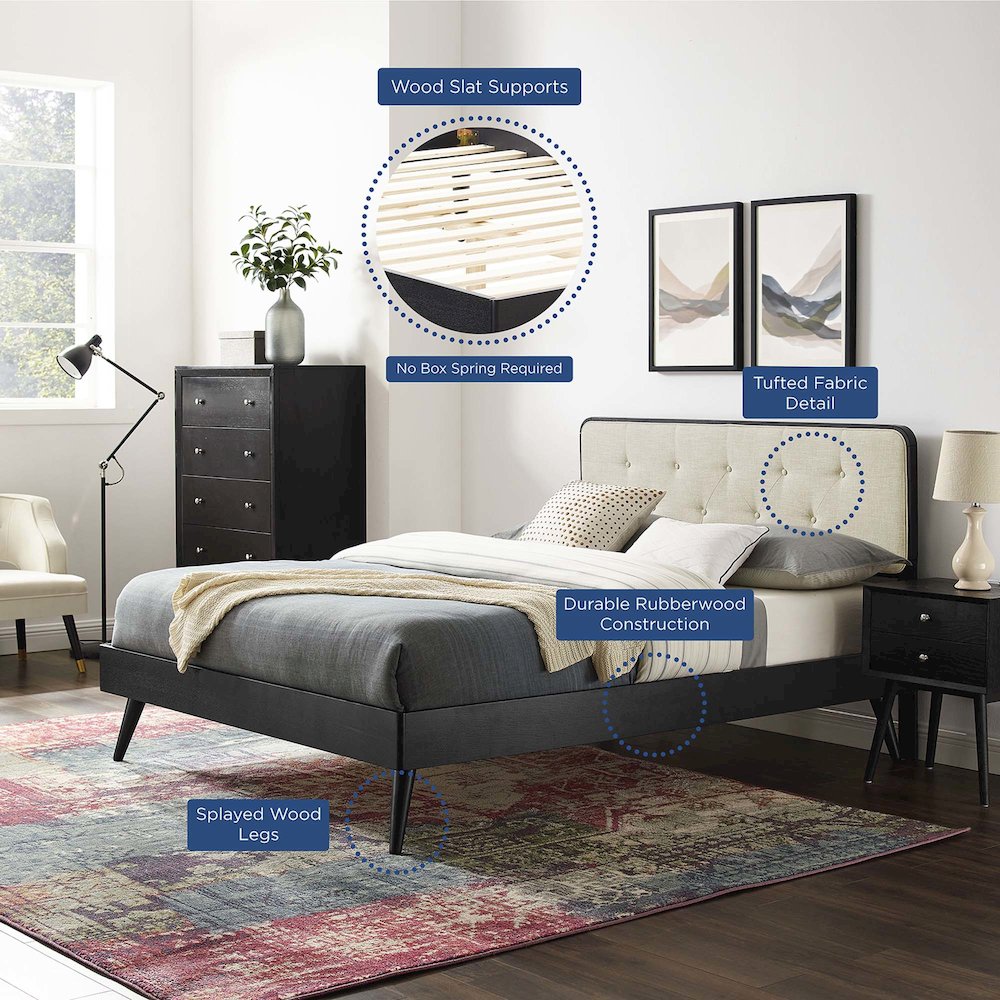 Bridgette Wood Queen Platform Bed With Splayed Legs. Picture 17