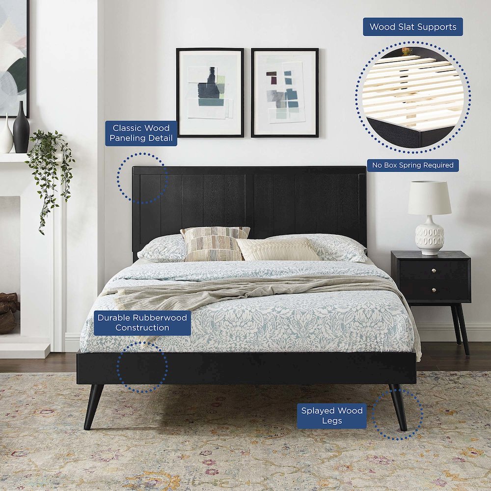 Alana Wood Full Platform Bed With Splayed Legs. Picture 9
