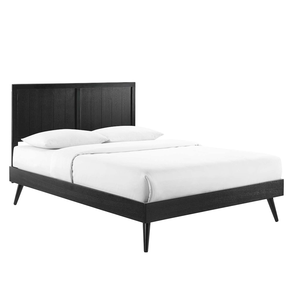 Alana Wood Full Platform Bed With Splayed Legs. Picture 1