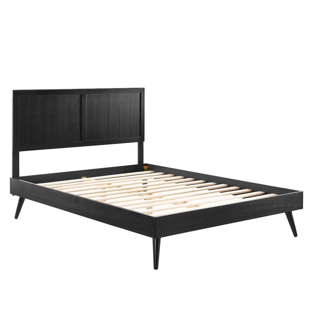 Alana Wood Full Platform Bed With Splayed Legs. Picture 4