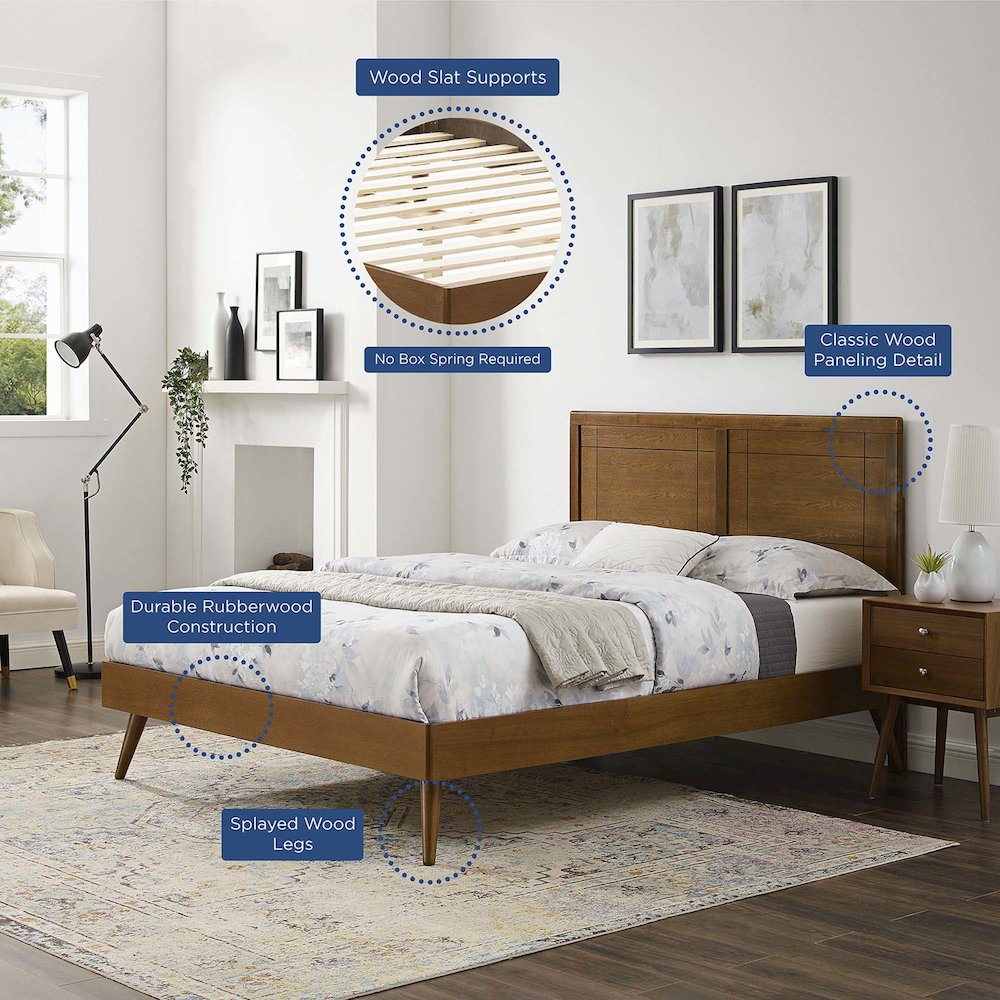 Marlee Wood Full Platform Bed With Splayed Legs. Picture 9