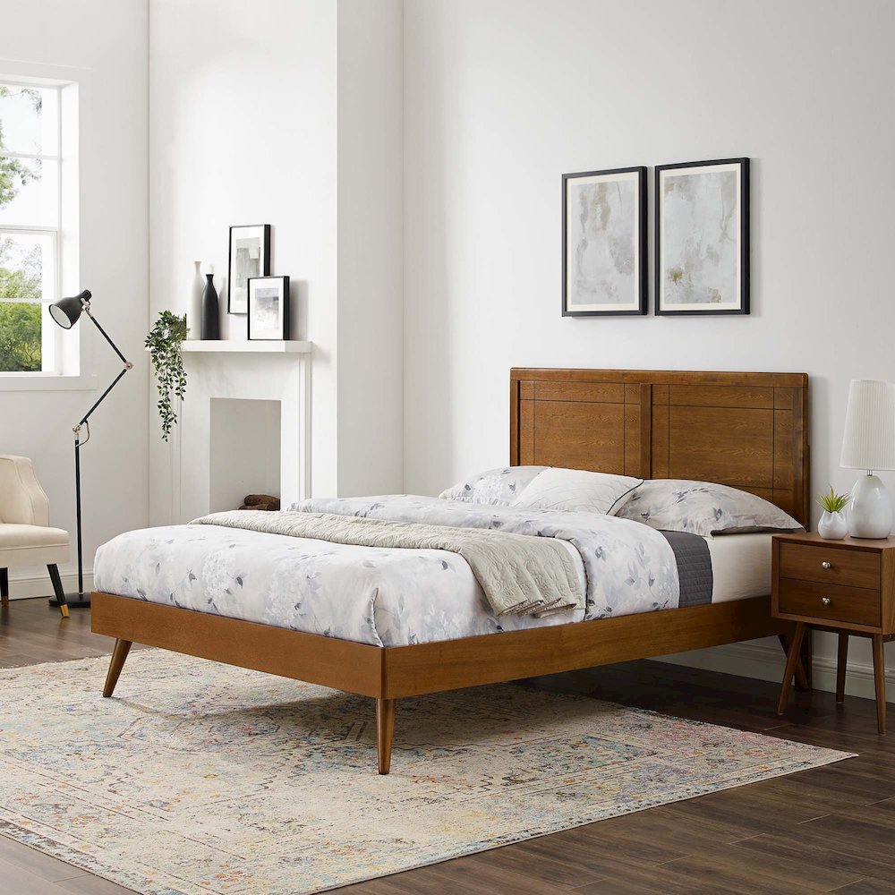 Marlee Wood Full Platform Bed With Splayed Legs. Picture 8