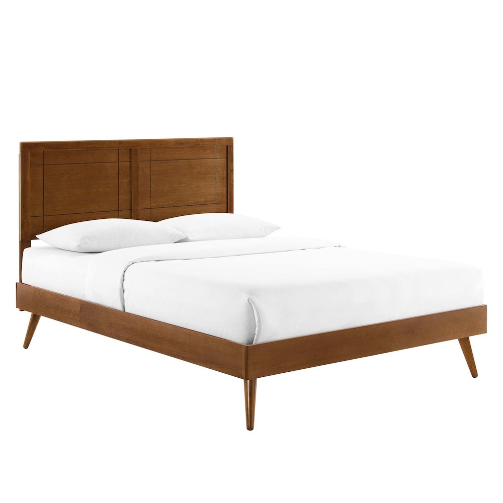 Marlee Wood Full Platform Bed With Splayed Legs. Picture 1