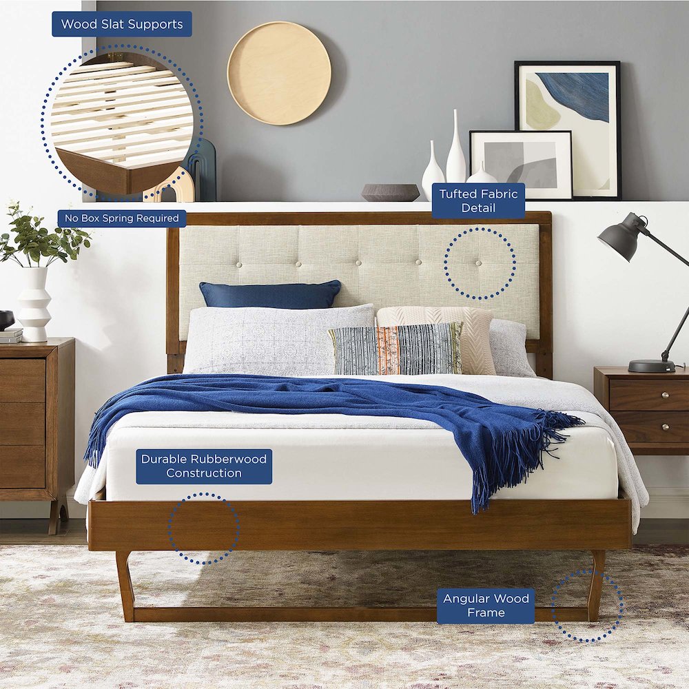 Willow Wood Full Platform Bed With Angular Frame. Picture 9
