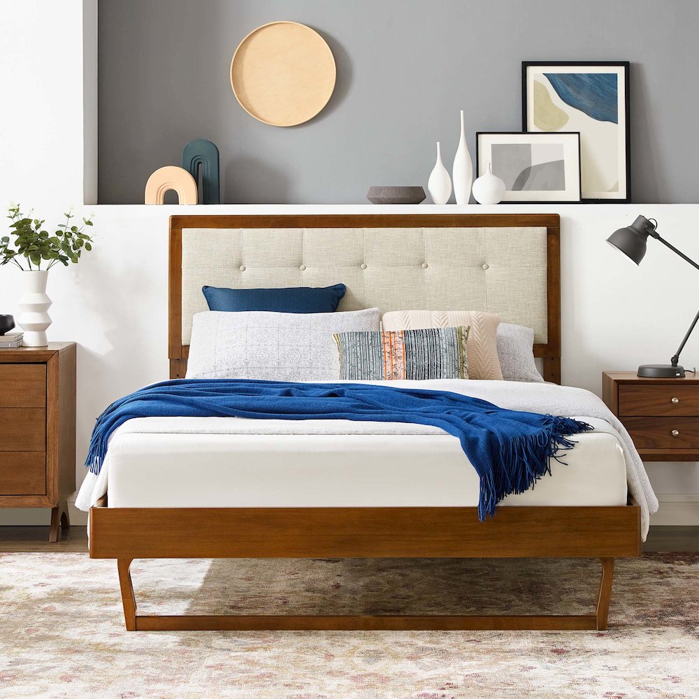 Willow Wood Full Platform Bed With Angular Frame. Picture 8