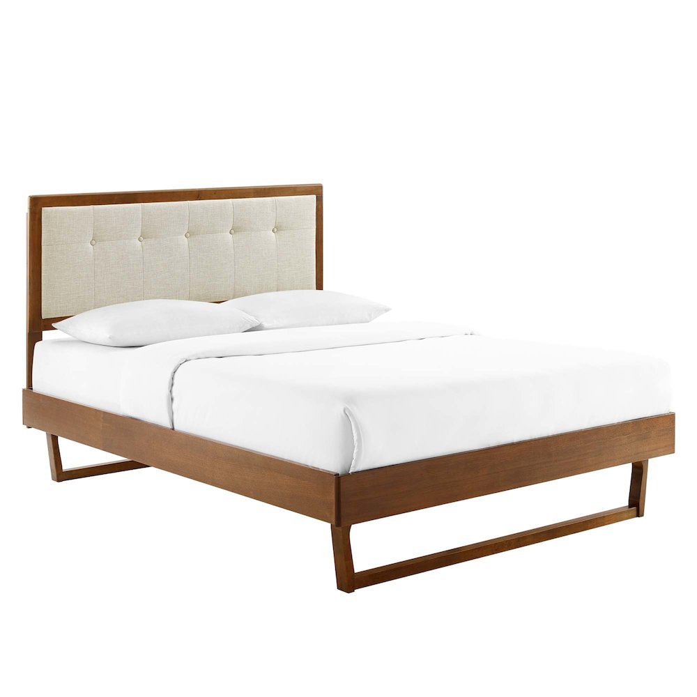 Willow Wood Full Platform Bed With Angular Frame. Picture 1