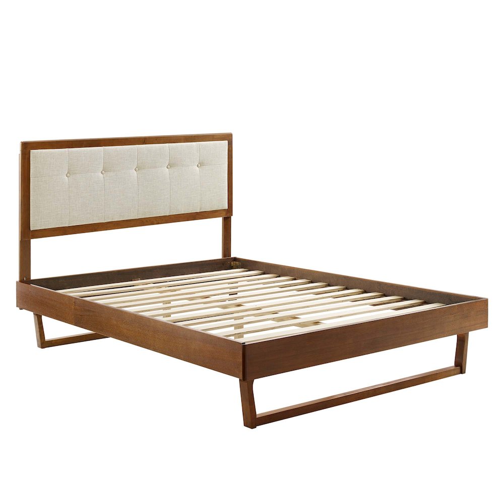 Willow Wood Full Platform Bed With Angular Frame. Picture 4