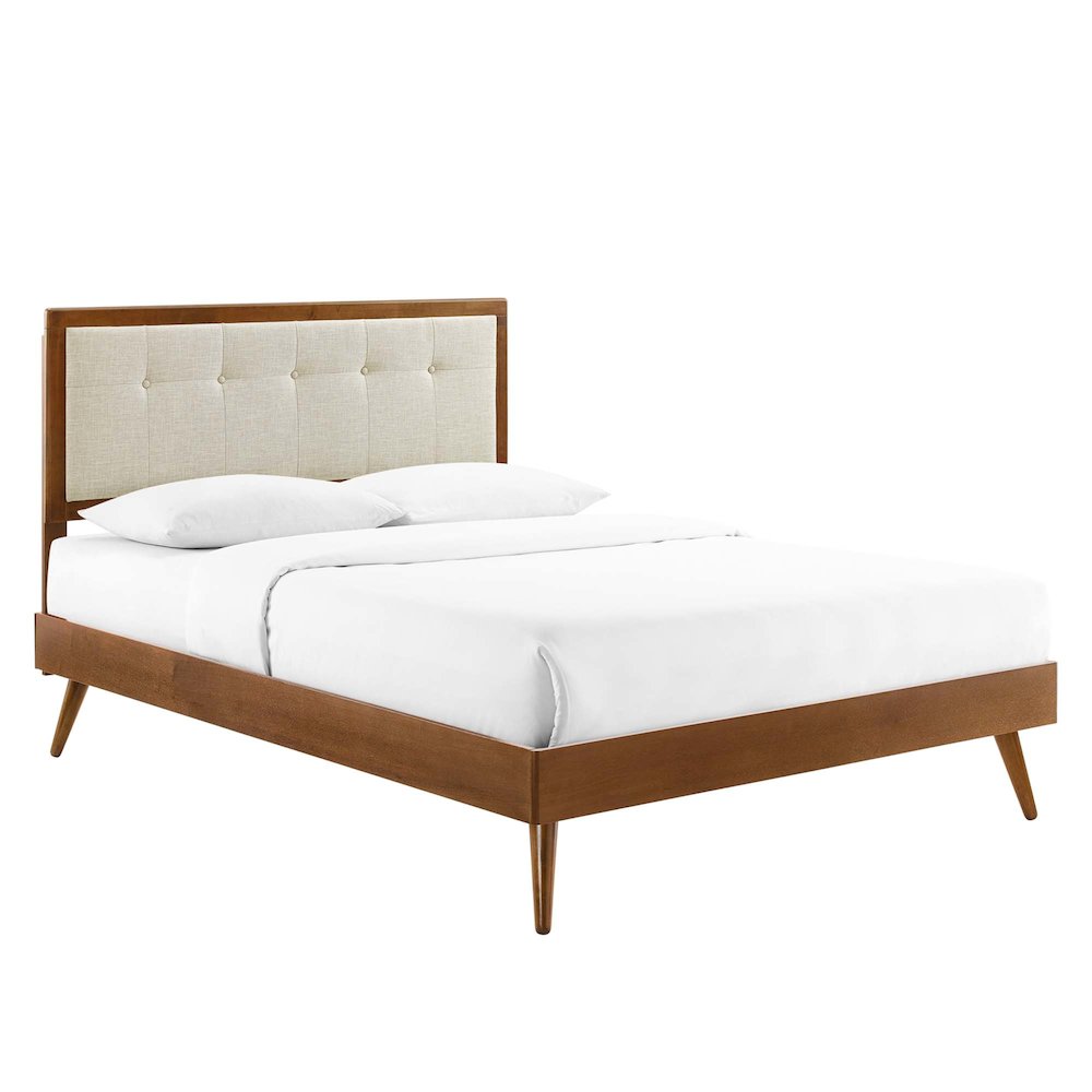 Willow Wood Full Platform Bed With Splayed Legs. Picture 1