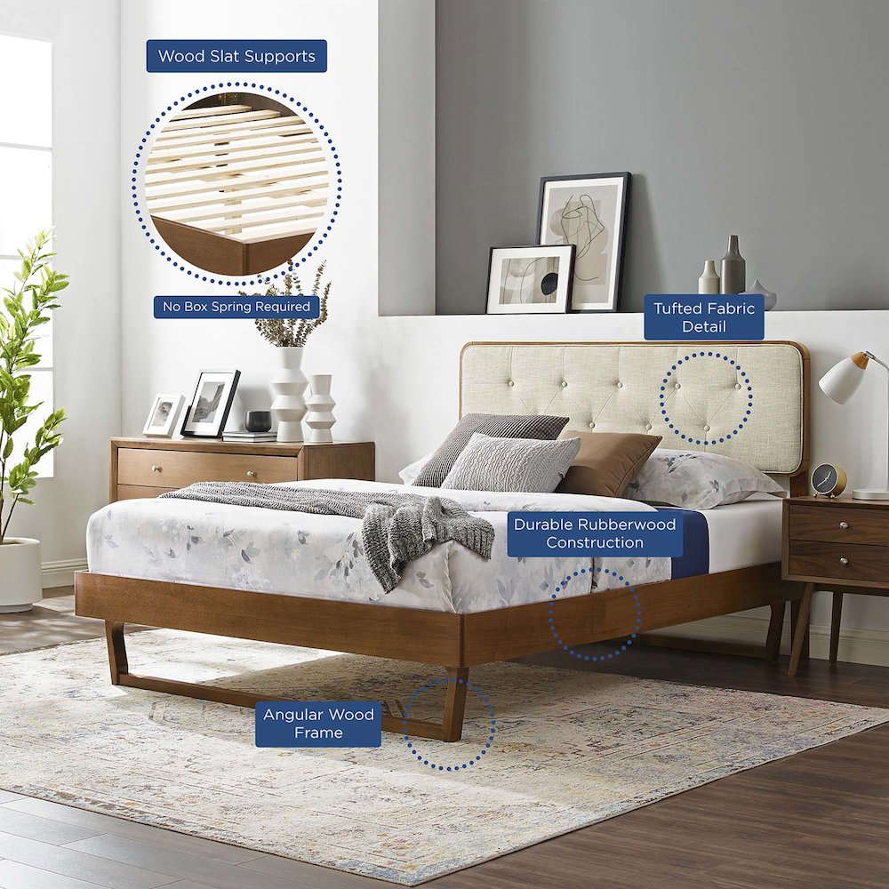 Bridgette Wood Full Platform Bed With Angular Frame. Picture 9