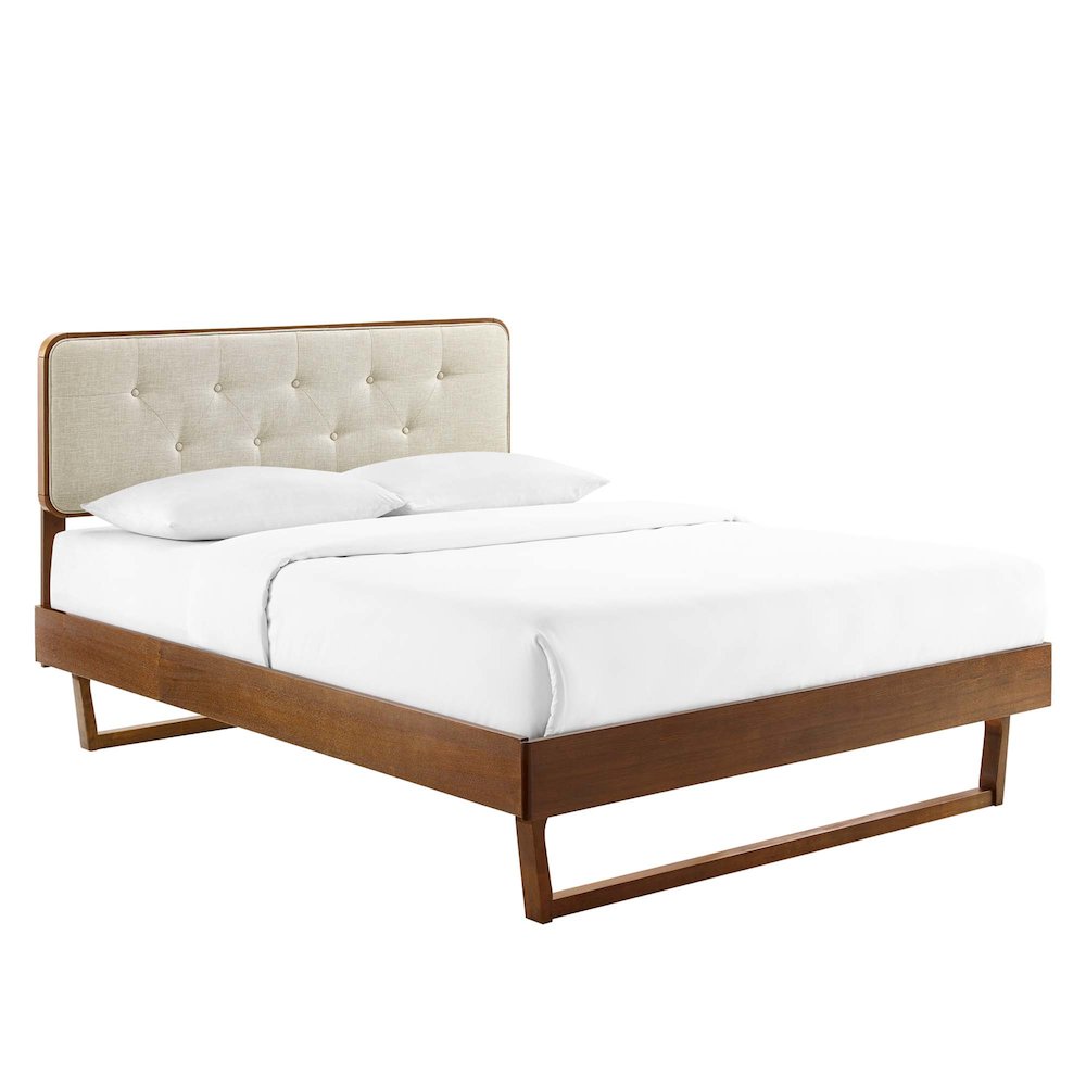 Bridgette Wood Full Platform Bed With Angular Frame. Picture 1