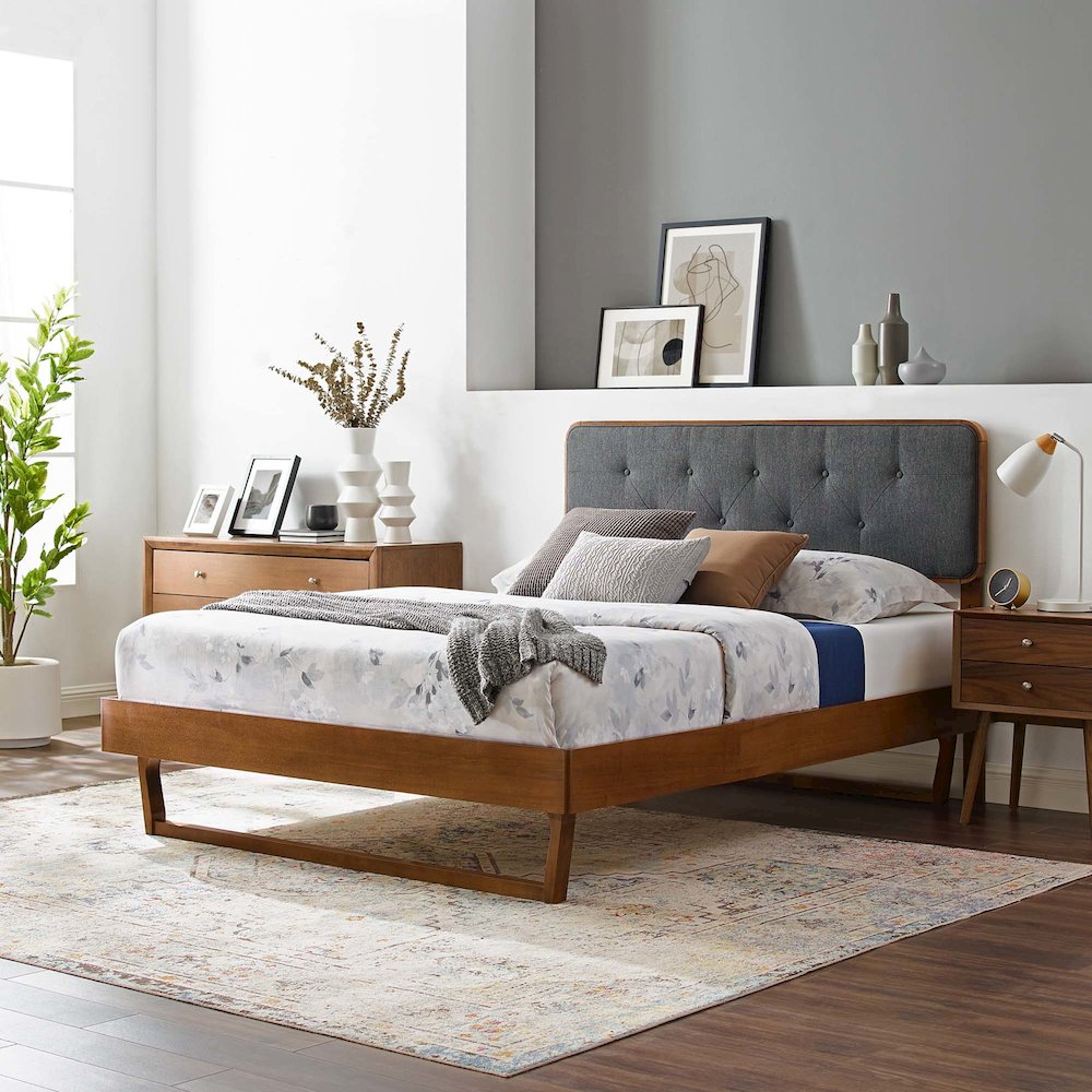 Bridgette Wood Twin Platform Bed With Angular Frame. Picture 8