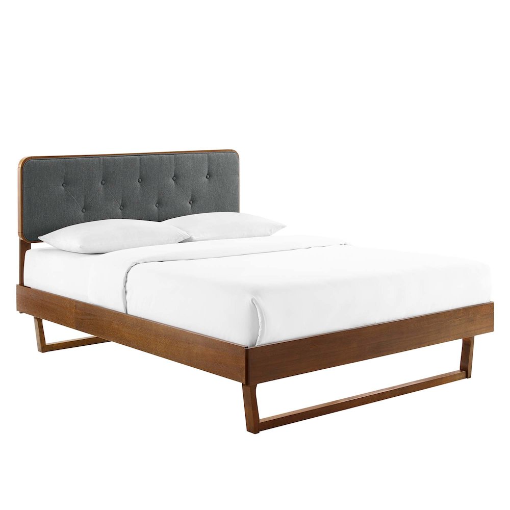 Bridgette Wood Twin Platform Bed With Angular Frame. Picture 1