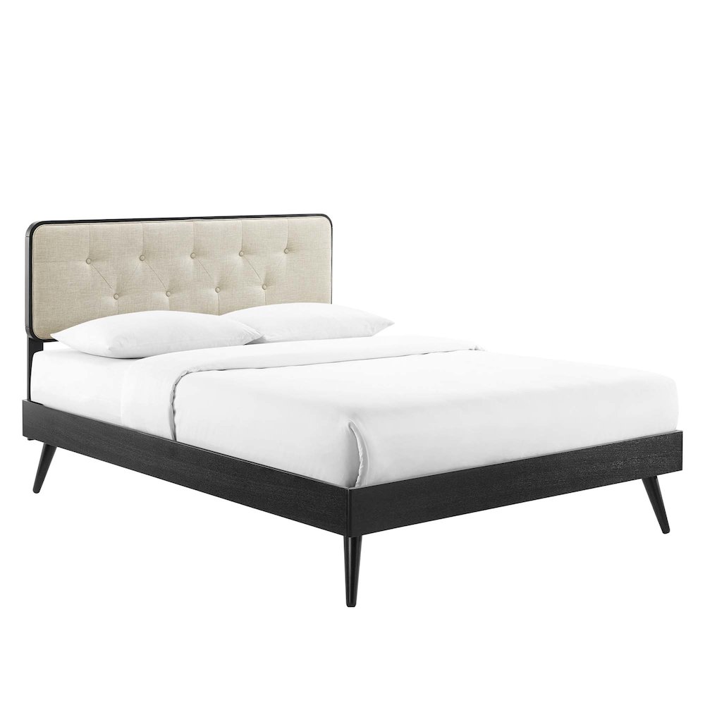 Bridgette Wood Full Platform Bed With Splayed Legs. Picture 1