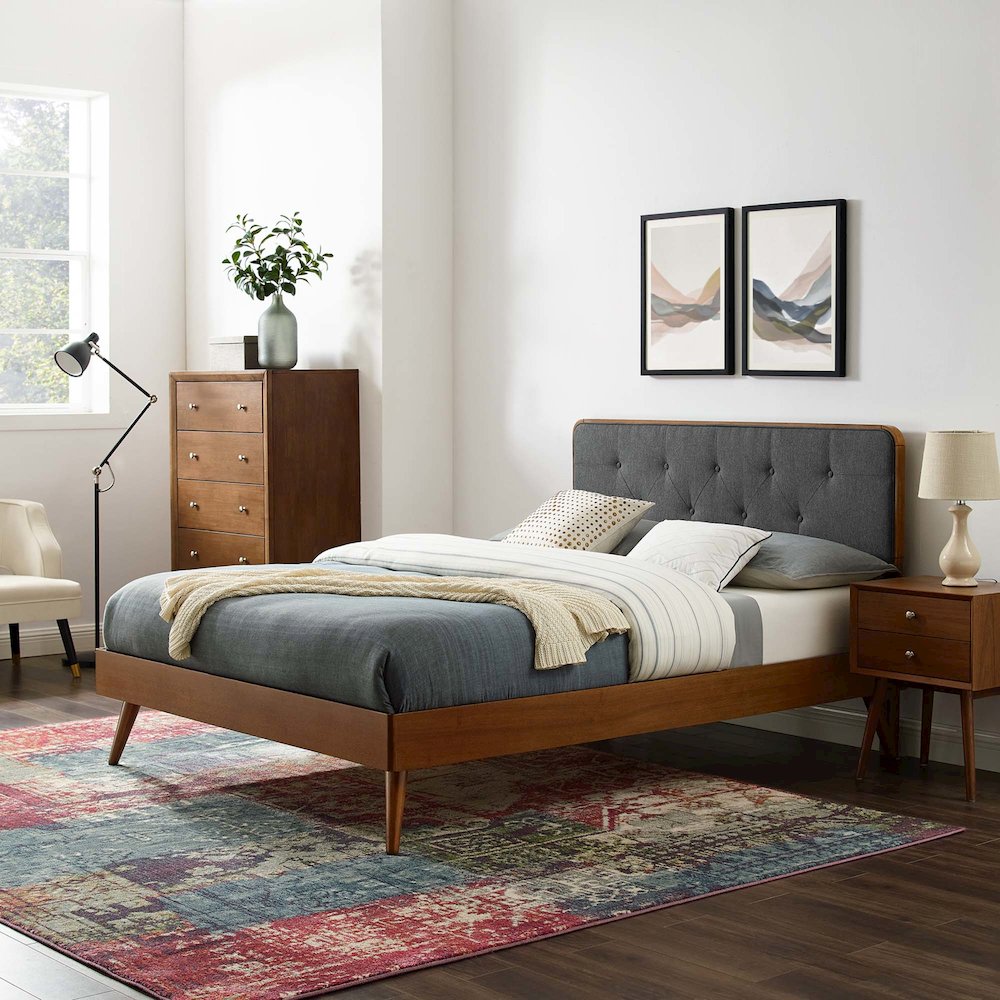Bridgette Wood Full Platform Bed With Splayed Legs. Picture 8