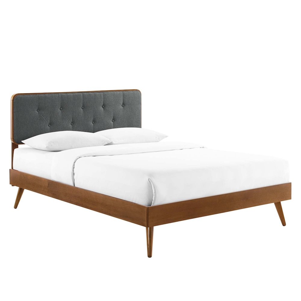 Bridgette Wood Full Platform Bed With Splayed Legs. Picture 1