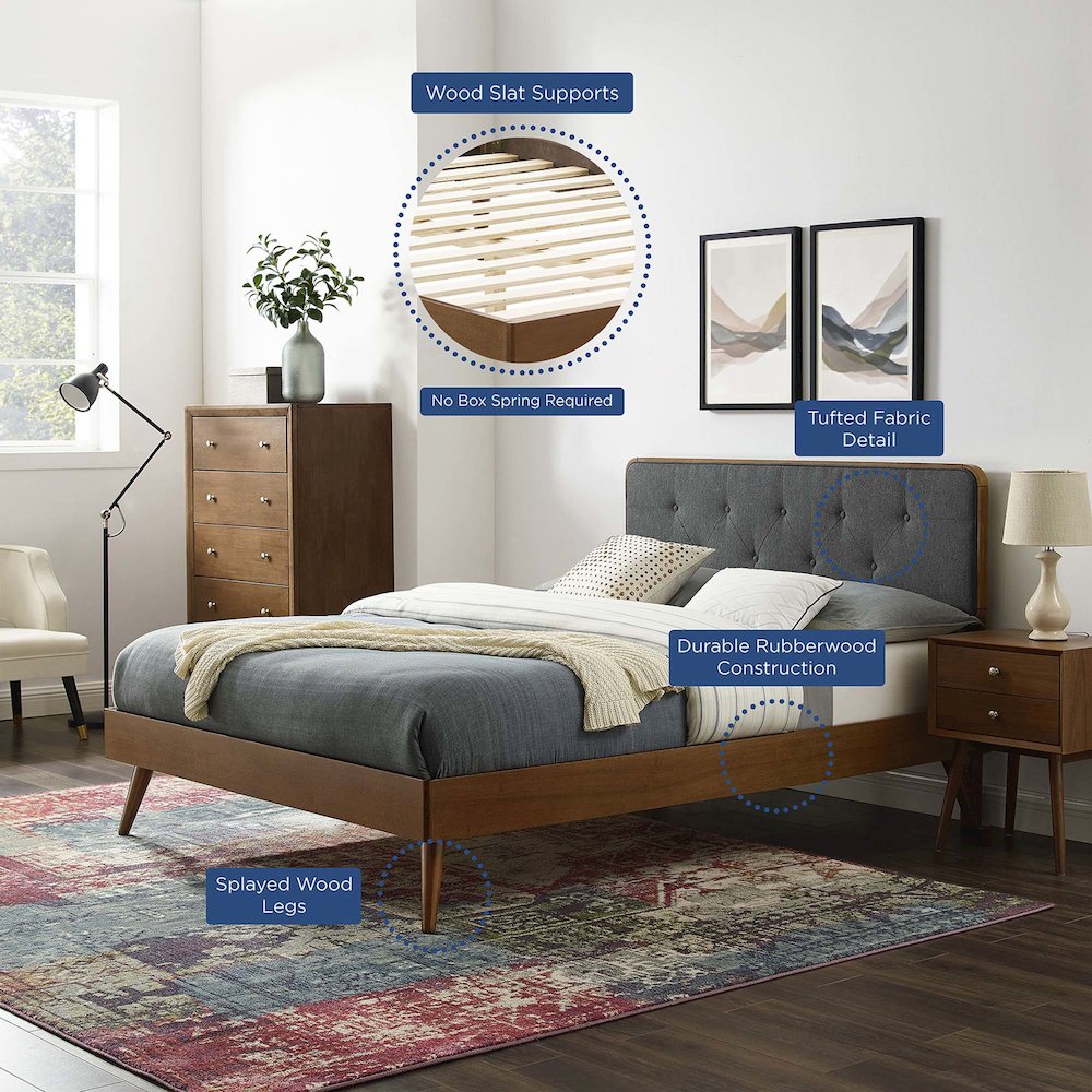 Bridgette Wood Twin Platform Bed With Splayed Legs. Picture 17