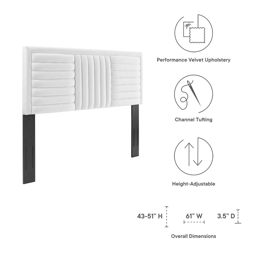 Believe Channel Tufted Performance Velvet Full/Queen Headboard. Picture 2