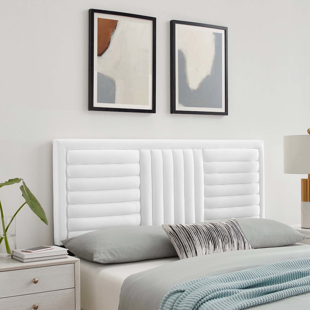 Believe Channel Tufted Performance Velvet Full/Queen Headboard. Picture 6