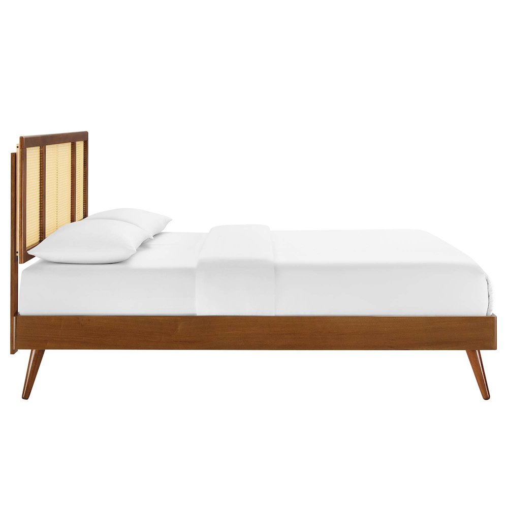 Kelsea Cane and Wood Full Platform Bed With Splayed Legs. Picture 4