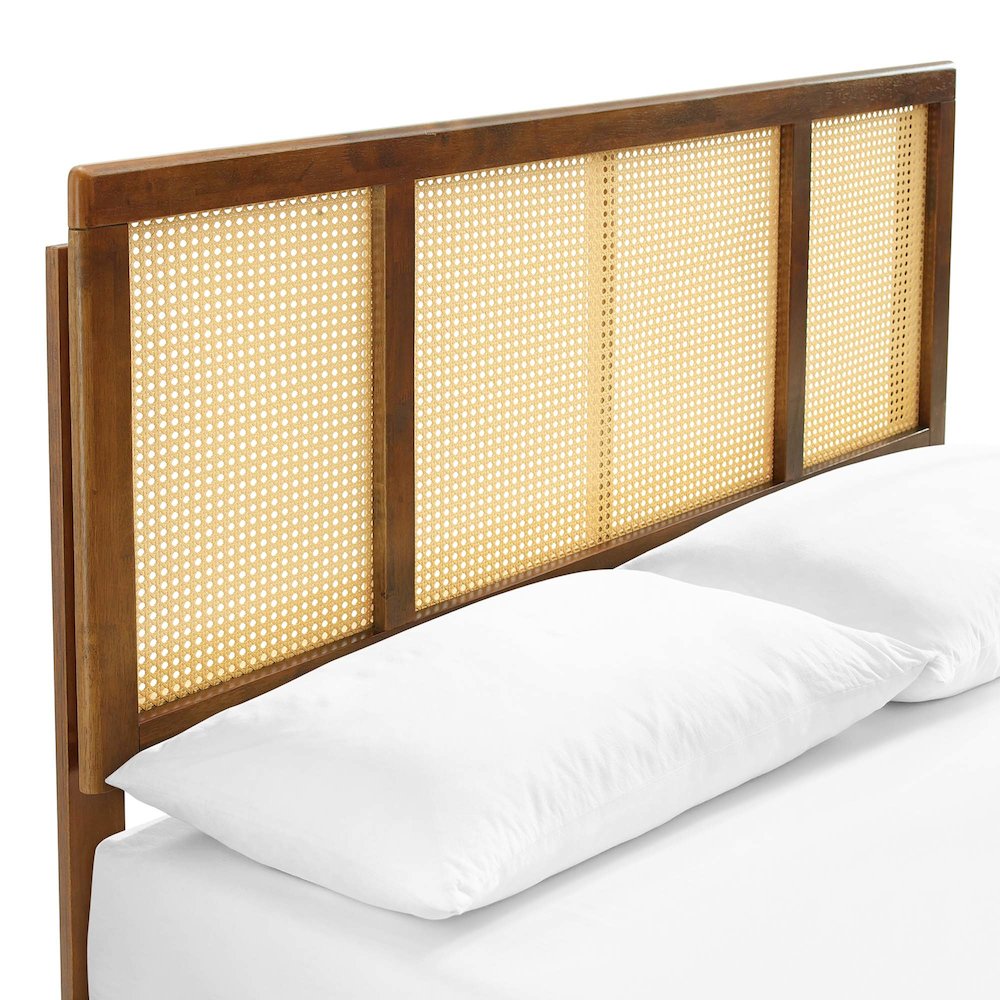 Kelsea Cane and Wood Full Platform Bed With Splayed Legs. Picture 6