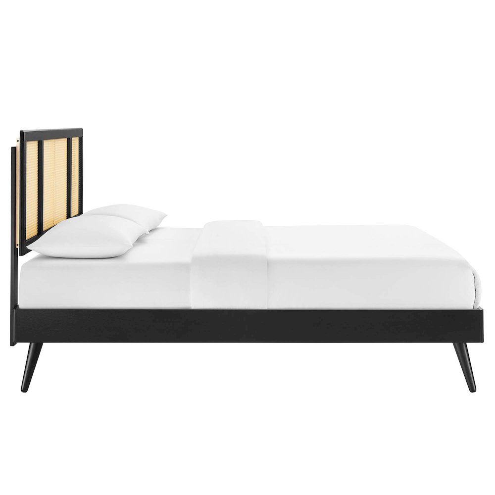 Kelsea Cane and Wood King Platform Bed With Splayed Legs. Picture 4
