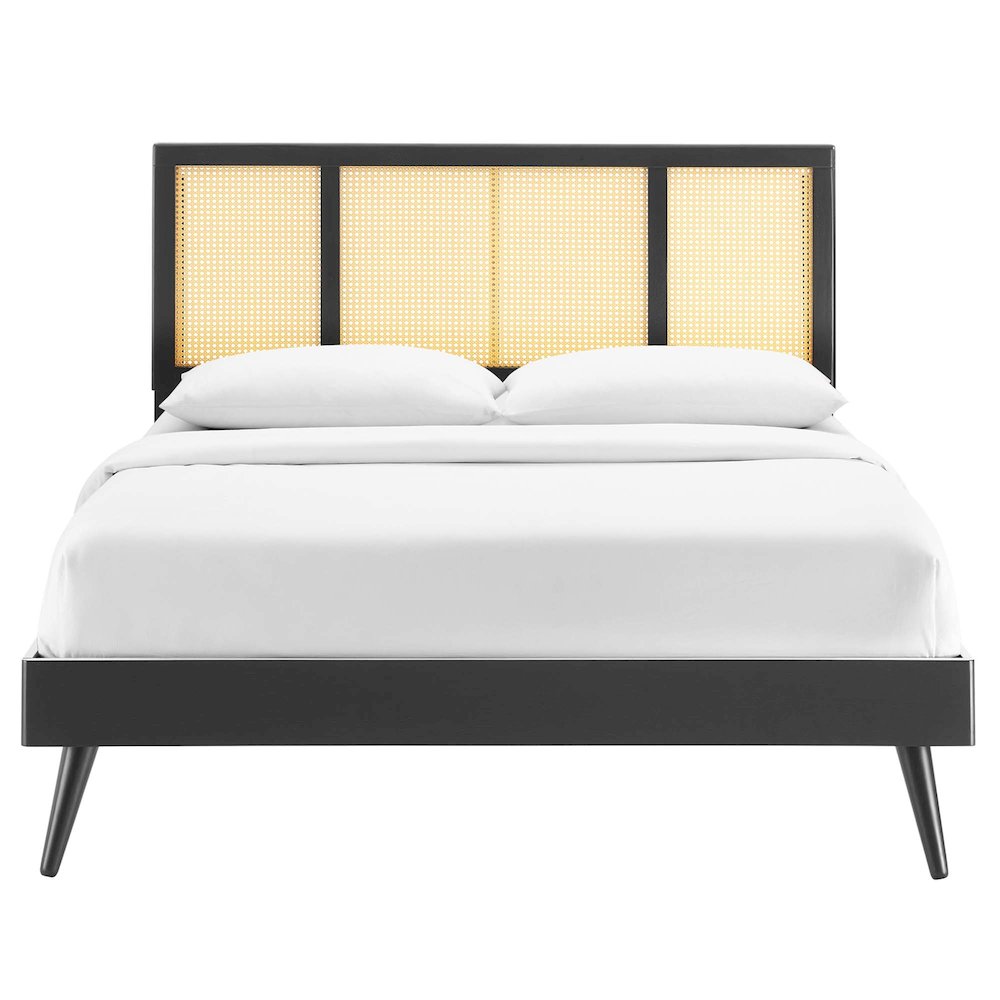 Kelsea Cane and Wood King Platform Bed With Splayed Legs. Picture 5