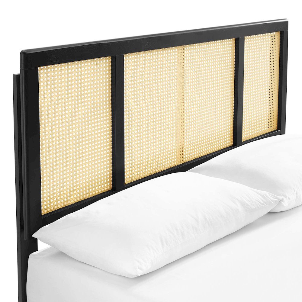 Kelsea Cane and Wood King Platform Bed With Splayed Legs. Picture 6