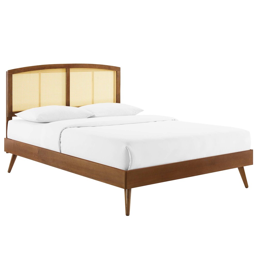 Sierra Cane and Wood King Platform Bed With Splayed Legs. Picture 1