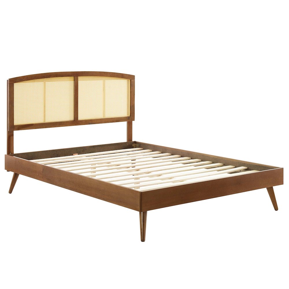 Sierra Cane and Wood King Platform Bed With Splayed Legs. Picture 3