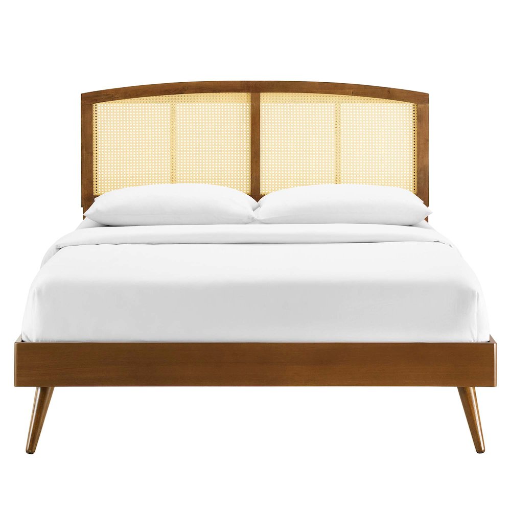 Sierra Cane and Wood King Platform Bed With Splayed Legs. Picture 5