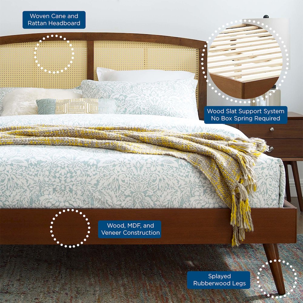 Sierra Cane and Wood King Platform Bed With Splayed Legs. Picture 8