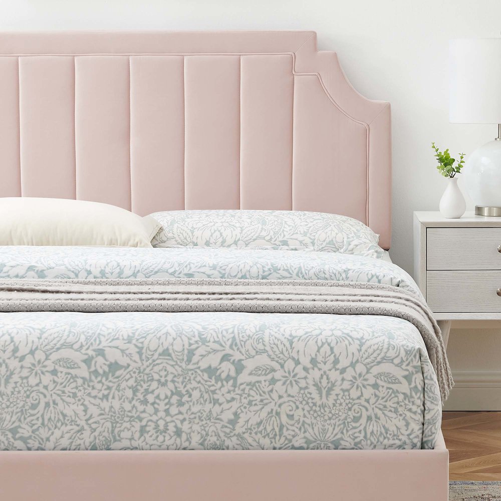Sienna Performance Velvet Queen Platform Bed. Picture 12