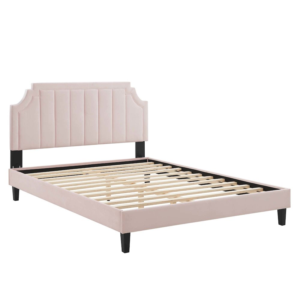 Sienna Performance Velvet Queen Platform Bed. Picture 4