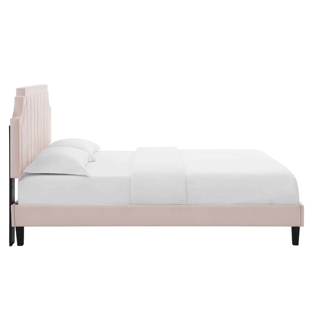 Sienna Performance Velvet Queen Platform Bed. Picture 6