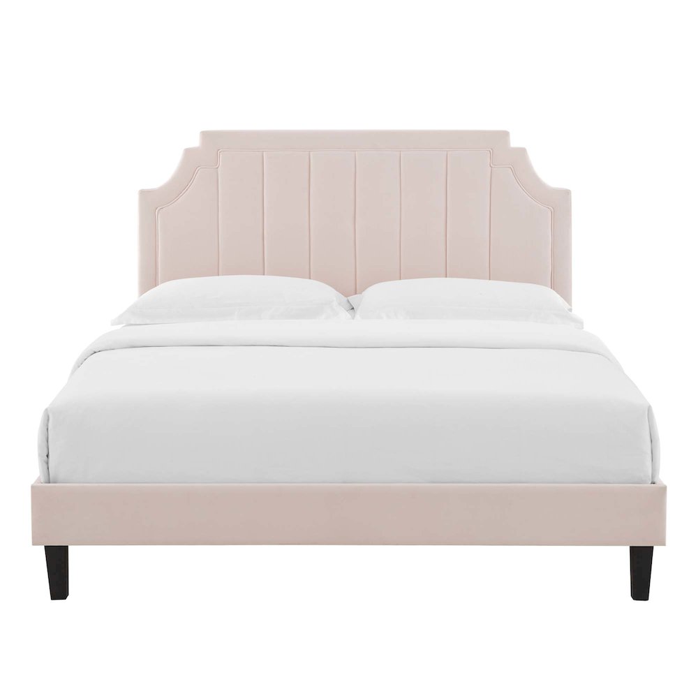 Sienna Performance Velvet Queen Platform Bed. Picture 7